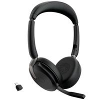 Jabra Evolve2 65 Flex Link380c UC On Ear headset Bluetooth Stereo Zwart Noise Cancelling Headset, Microfoon uitschakelbaar (mute), Volumeregeling, Inductie, - thumbnail