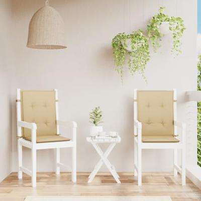 VidaXL Stoelkussens 2 st lage rug 100x50x4 cm stof gemêleerd beige