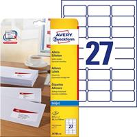 Avery-Zweckform Adresetiketten J4792-25 (N/A ),Wit, Rechthoek, Afgeronde hoeken, 675 stuk(s), Permanent hechtend - thumbnail