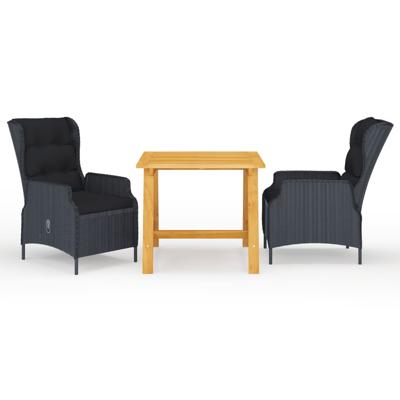 3-delige Tuinset donkergrijs