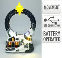 Kersttafereel Kerstdorp met Slee met LED en Beweging - thumbnail