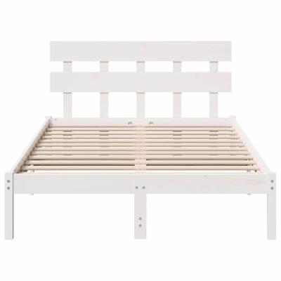 Bedframe met hoofdeinde Wit 140 x 190 cm Massief grenenhout