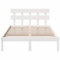 Bedframe met hoofdeinde Wit 140 x 190 cm Massief grenenhout - thumbnail
