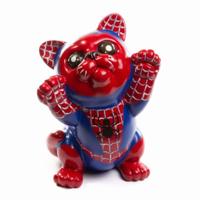 Handbeschilderde Poes Polystone Rood/Blauw (20 cm) - thumbnail