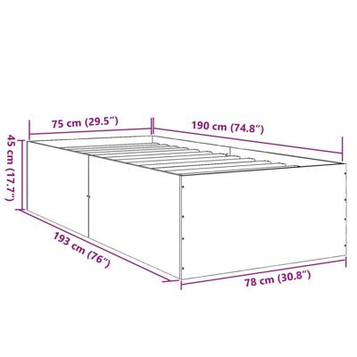 Bedframe bewerkt hout grijs sonoma eikenkleurig 75x190 cm