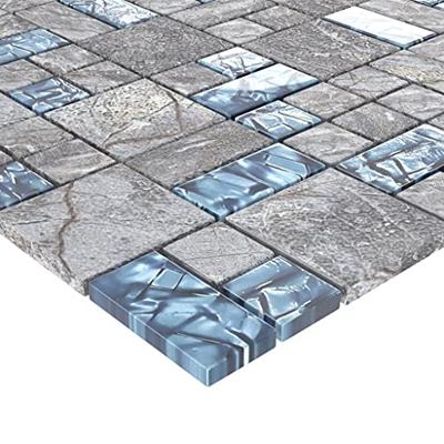 VidaXL Mozaïektegels 11 st 30x30 cm glas grijs en blauw