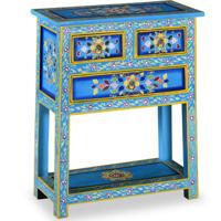 Dressoir met lades handgeschilderd massief mangohout turquoise - thumbnail