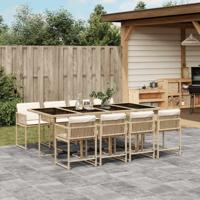 9-delige Tuinset met kussens poly rattan beige - thumbnail
