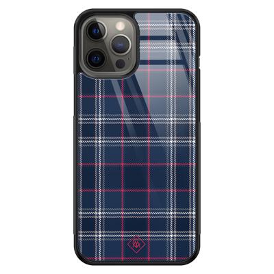 iPhone 12 Pro Max glazen hardcase - Tartan blauw