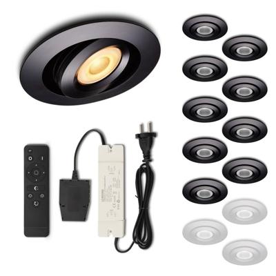 Set LED-inbouwspot met afstandsbediening Piccolo zwart 3W dimbaar 1-12 stuks