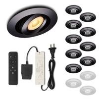 Set LED-inbouwspot met afstandsbediening Piccolo zwart 3W dimbaar IP44 1-12 stuks - thumbnail