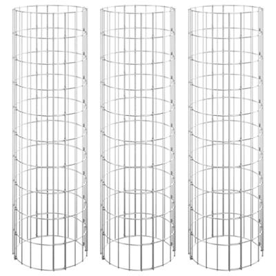 VidaXL Gabion plantenbakken 3 st rond verhoogd ø30x100 cm staal