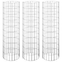 VidaXL Gabion plantenbakken 3 st rond verhoogd ø30x100 cm staal - thumbnail