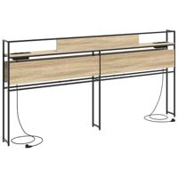 Opberghoofdbord met plank Sonoma eiken 200 cm Bewerkt hout - thumbnail