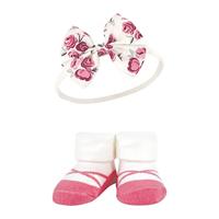 Hudson Baby Infant Girl Headband and Socks Giftset, Rose, One Size - thumbnail