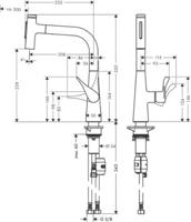 Hansgrohe Metris Select M71 M7117-H240 ééngreeps keukenmengkraan met uittrekbare vuistdouche, rvs look - thumbnail