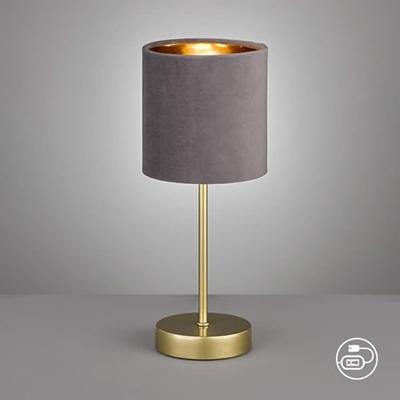 Fischer & Honsel NachtkastlampjeAura grijs velvet - 50494 Fischer & Honsel NachtkastlampjeAura grijs velvet - 50494
