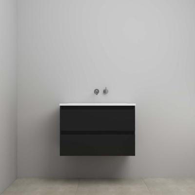 On-Line Onderkast - 80 cm - Voorgemonteerd - Acryl Wastafel - zonder Kraangat - Mat Zwart