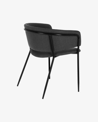 Kave Home Runnie eetkamerstoel Grijs poot zwart Kave Home Runnie eetkamerstoel Grijs poot zwart