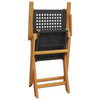 Tuinstoelen 2 st massief acaciahout en poly rattan zwart - thumbnail