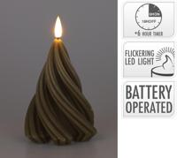 Kaars LED boom gedraaid H13cm taupe - thumbnail