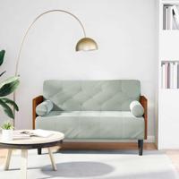 Loveseat bank met bolsters kussens lichtgrijs 110 cm fluweel - thumbnail