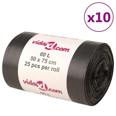 VidaXL Vuilniszakken 250 st 60 l zwart VidaXL Vuilniszakken 250 st 60 l zwart