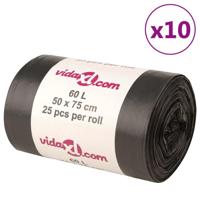 VidaXL Vuilniszakken 250 st 60 l zwart - thumbnail