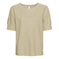 Geraffineerd blouseshirt van hennep-/katoenmix met ronde hals, beige L - thumbnail