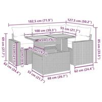 5-delige Loungeset met kussens poly rattan grijs - thumbnail