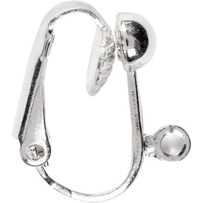 Creativ Company Clip-on oorbellen, l: 16,5 mm, b: 1,5 mm, gatgrootte 1,6 mm, verzilverd, 6 stuk/ 1 doos - thumbnail