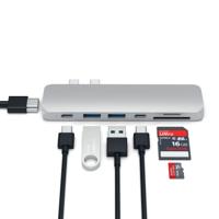 SATECHI Type-C Pro Hub Adapter Met USB-C PD (40 Gbps), 4K HDMI, USB-C Data, SD/Micro Kaartlezer, USB 3.0 - Voor M2/ M1 Macbook Pro/Air (Zilver) - thumbnail