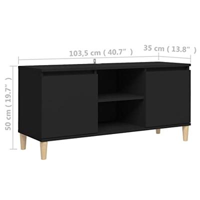 Tv-meubel met massief houten poten 103,5x35x50 cm zwart