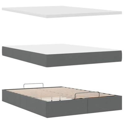 Ottoman bed met matras en LED's 140x190cm stof donkergrijs