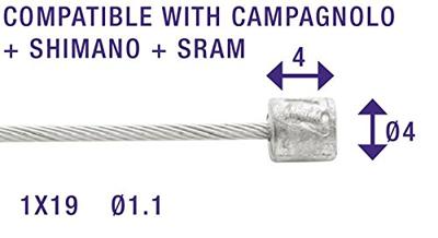 Elvedes Schakel binnenkabel 2250mm rvs slick ø1,1mm n-nippel (op kaart)