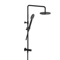 Hotbath COBBER Stortdoucheset, hoofddouche 20 cm en doucheslang 1,5 mtr met handdouche Geborsteld Zwart PVD (M438MBP1) - thumbnail