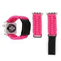 Magische plakken echt leder paraplu touw nylon polshorloge band met en RVS gesp voor Apple Watch serie 3 & 2 & 1 38mm (magenta) - thumbnail