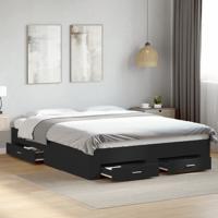 Bedframe met lades bewerkt hout zwart 160x200 cm - thumbnail