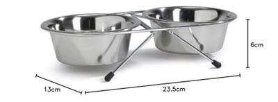 Rvs standaard met 2 eet of drinkbakjes 11 cm
