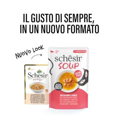 Schesir Cat Soup met zalm en wortel natvoer kat (zakjes) 1 doos (12 x 40 g) Schesir Cat Soup met zalm en wortel natvoer kat (zakjes) 1 doos (12 x 40 g)