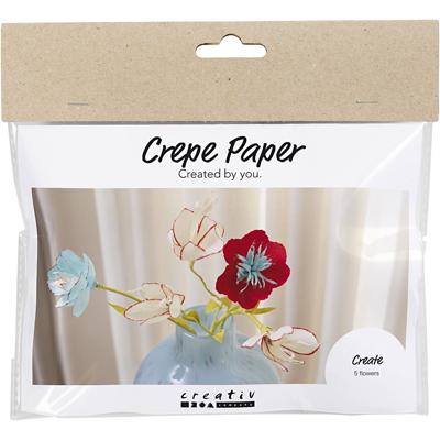 Creativ Company Mini hobbyset bloemen van crepepapier pastelkleuren