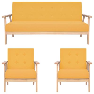 3-delig Bankstel stof geel