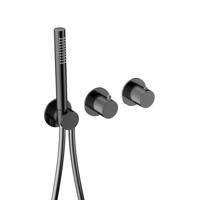 Hotbath Ace Afbouwdeel - voor inbouwthermostaat - 2-weg - omstel - handdouche - doucheslang - Gepolijst Zwart PVD AC071EXTPBP - thumbnail