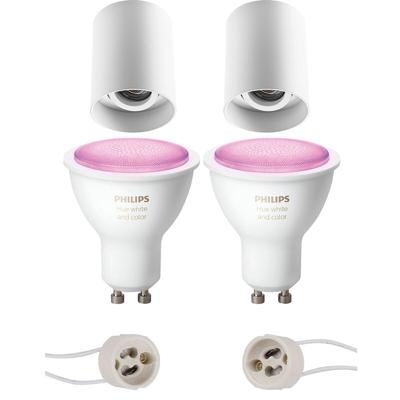 Philips Hue Opbouwspot Set GU10 - Mat Wit - Kantelbaar - Ø90mm - Bluetooth