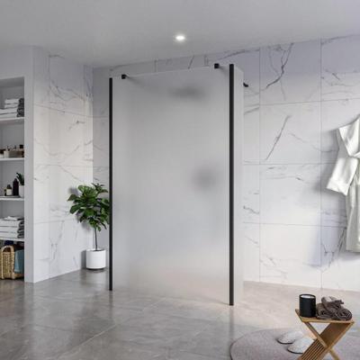 Fortifura Galeria Vrijstaande Inloopdouche - 120x200cm - Glas mat - antikalk - 8mm veiligheidsglas - 2 zijwanden 40cm - wandsteunen en hoekprofielen - Zwart mat SW927767 2x/SW797928/SW797921 2x/SW358025 2x