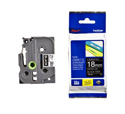 Brother TZe tape voor P-Touch 18 mm, wit op zwart