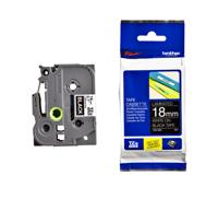 Brother TZe tape voor P-Touch 18 mm, wit op zwart - thumbnail