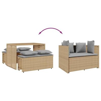 3-delige Tuinset met kussens poly rattan beige 3-delige Tuinset met kussens poly rattan beige