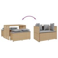 3-delige Tuinset met kussens poly rattan beige - thumbnail