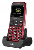 Primo 368 by Doro GSM mobiele telefoon met groot kleurendisplay, valsensor, zaklamp, FM-radio, kalender, incl. tafellaadstation, 360086, rood - thumbnail